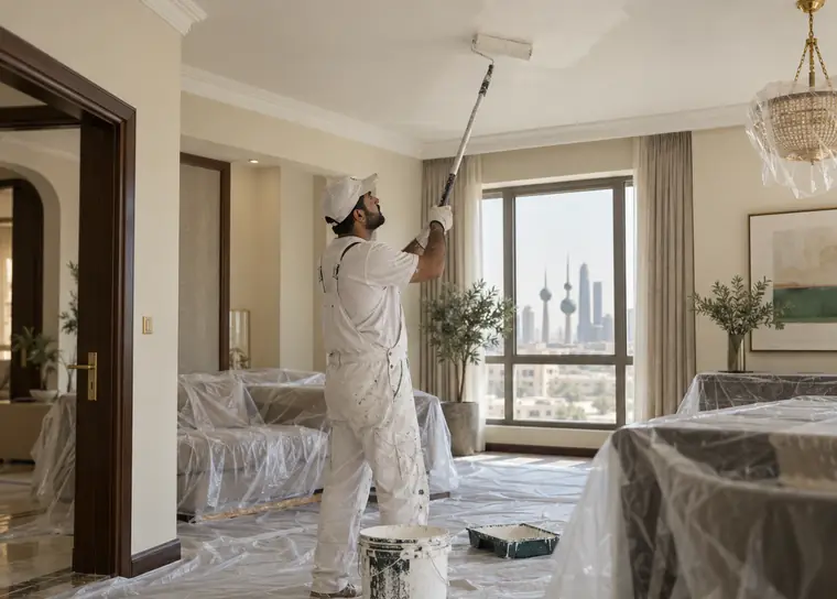 أعمال دهان وتشطيب داخل منزل في الكويت