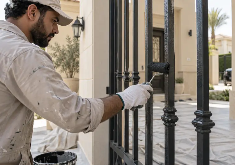 بوابة حديد خارجية بعد تجديد الدهان